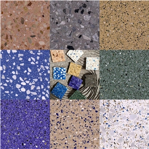 New Blue Terrazzo Artificial Stone Polished Tiles