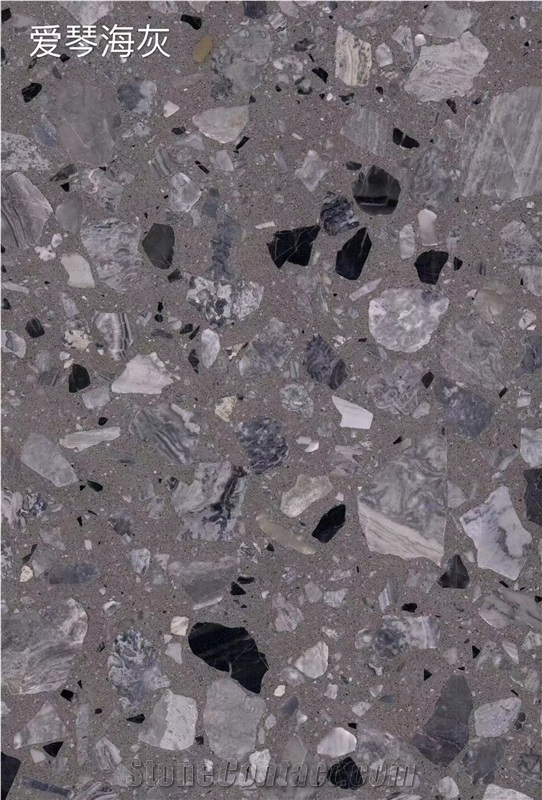 New Grey Terrazzo Artificial Stone Polished Tiles