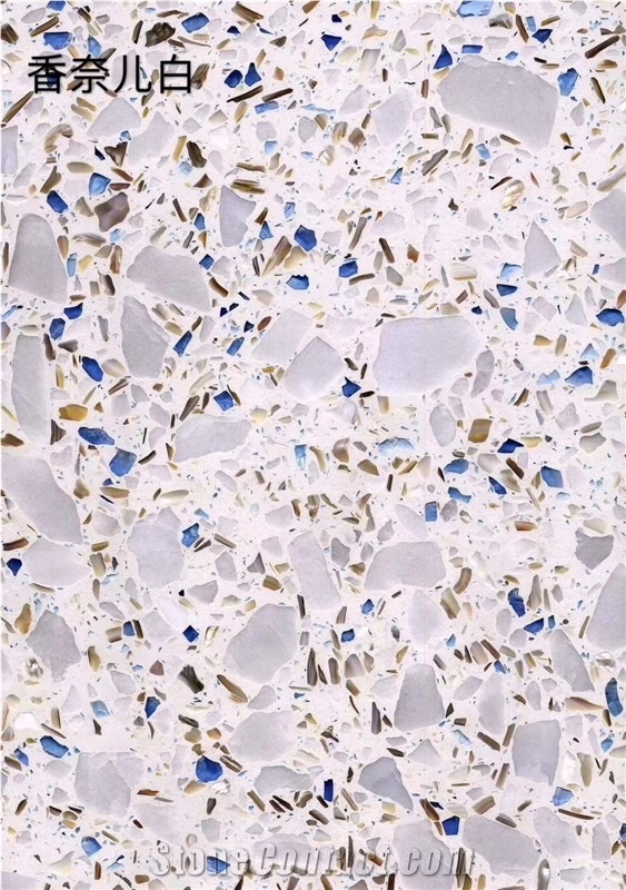 New White Terrazzo Artificial Stone Polished Tiles