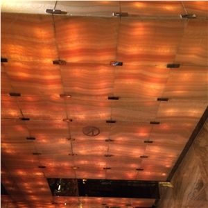 Orange Onyx Polished Wall Cladding Interior Design