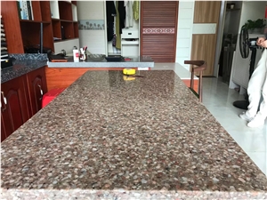 Red Artificial Stone Polished Quartz Slab for Countertop