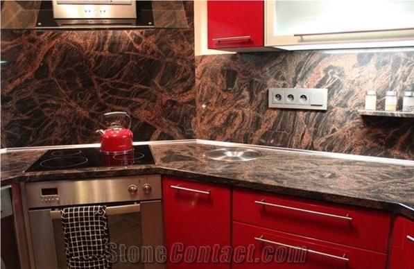 Red Multicolor India Granite Polished Countertops