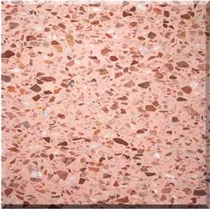 Red Terrazzo Artificial Stone Polished Tiles