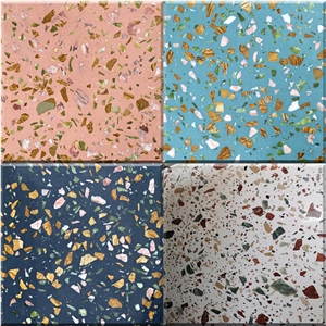 Red Terrazzo Artificial Stone Polished Tiles
