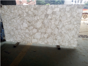 White Crystal Composite Semi Precious Slabs &Tiles