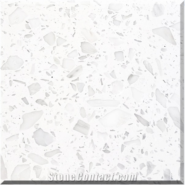 White Terrazzo Artificial Stone Polished Tiles