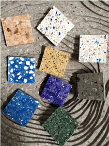 White Terrazzo Artificial Stone Polished Tiles