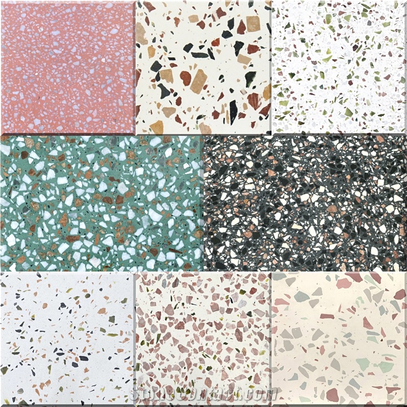 White Terrazzo Polished Artificial Stone Tiles