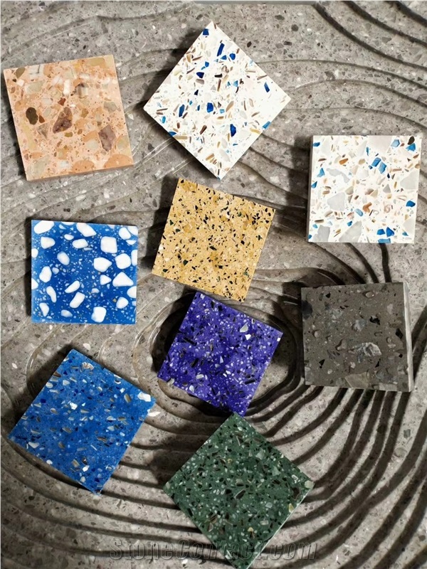 Yellow Terrazzo Artificial Stone Polished Tiles