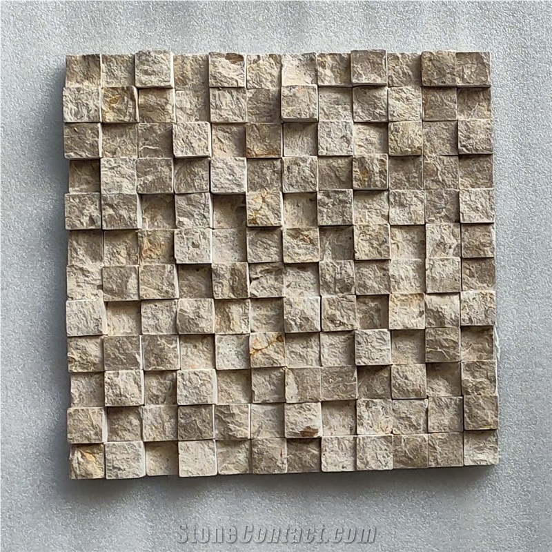 Beige Marble Split Face Mosaic Tile