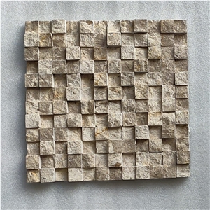 Beige Marble Split Face Mosaic Tile