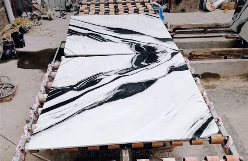 China Panda White Marble Tile Slab Book Match New