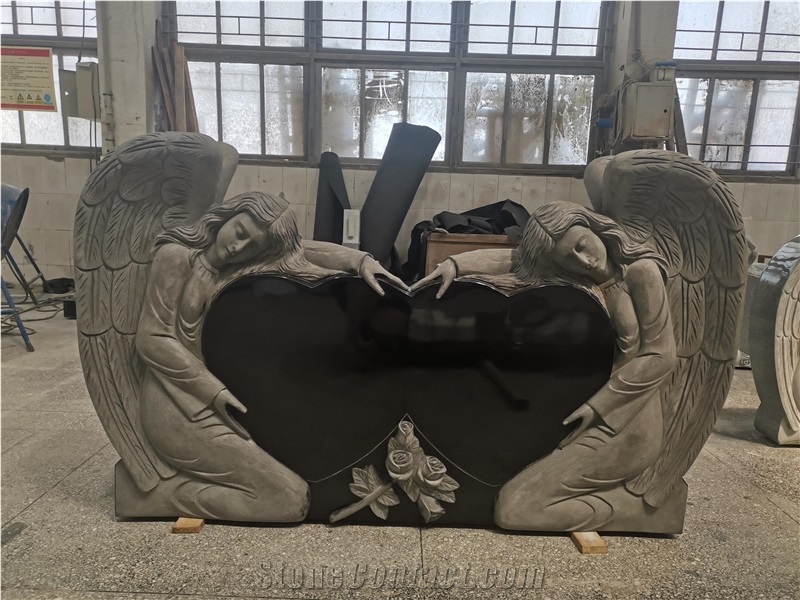 Double Angel Heart Abs Black Tombstone