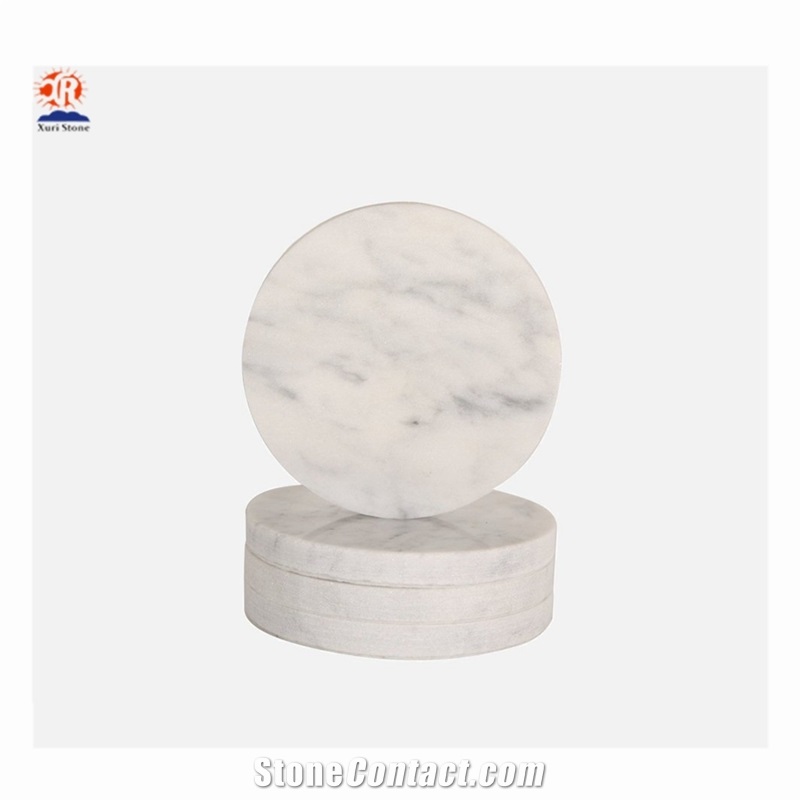 Cheap Round White Carrara Marble Coaster Price
