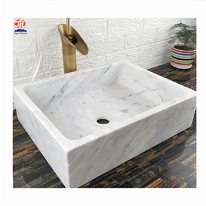 Cheap White Carrara Marble Basin for Bathroom