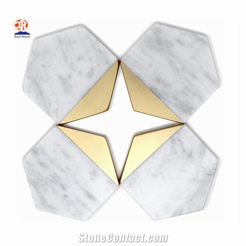 Natural Marble Stone Hexagon White Coasters from China 