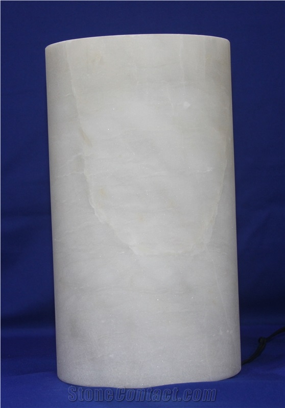 Translucent White Alabaster Cylindrical Lamps
