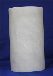 Translucent White Alabaster Cylindrical Lamps
