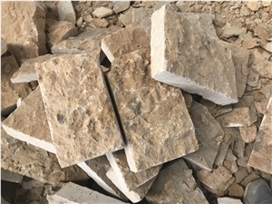 Thin Beige Limestone Split Face Veneer Wall Tiles