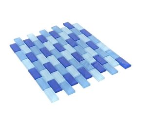 Blue Glass Mosaic Kitchen Wall Backsplash Tile