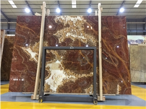 Translucent Tiger Vein Onyx Slab for Wall Covering