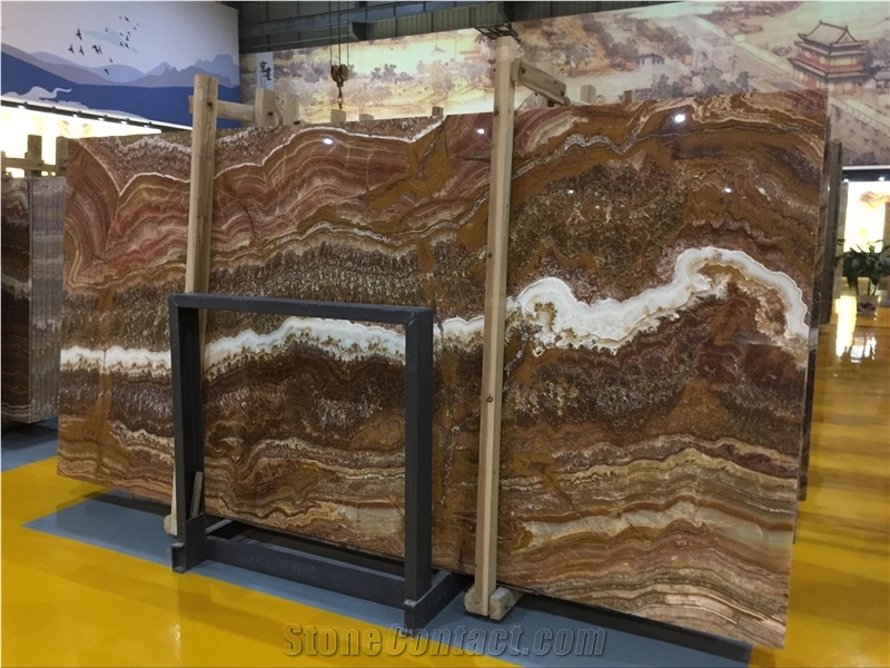 Translucent Tiger Vein Onyx Slab for Wall Covering