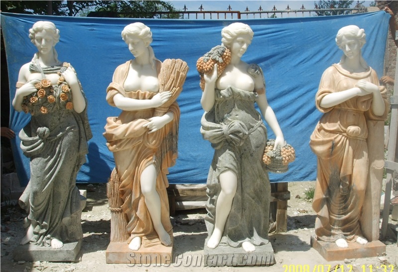 China Marble Four Season Girl Sculptures