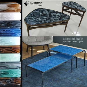 Translucet Recycled Glass Table Interior,Exterior