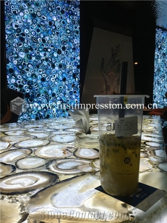 Blue Agate Gemstone Semiprecious Stone Slabs