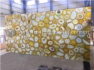 China Yellow Agate Gemstone Slabs,Tiles