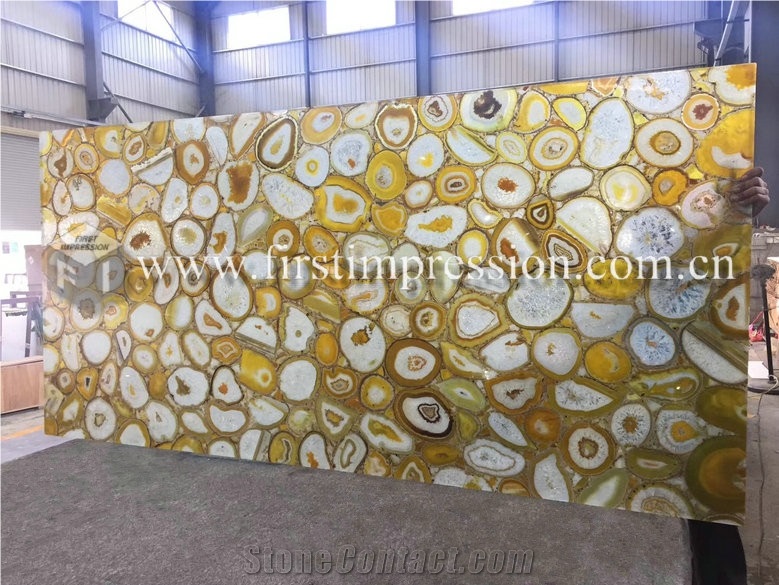 China Yellow Agate Gemstone Slabs,Tiles