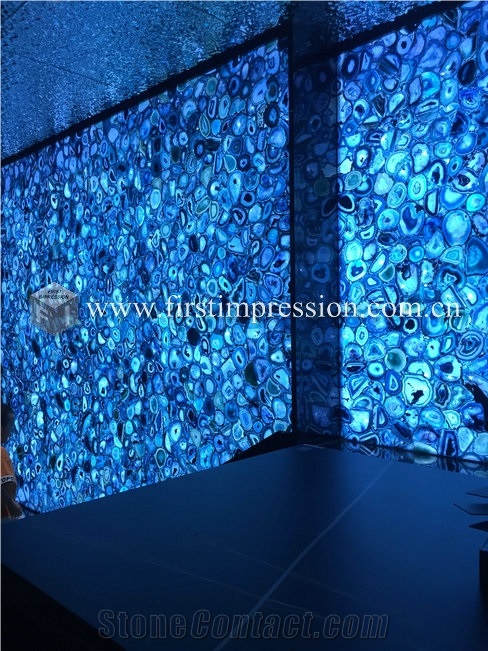 Luxury Blue Agate Semiprecious Stone Slabs