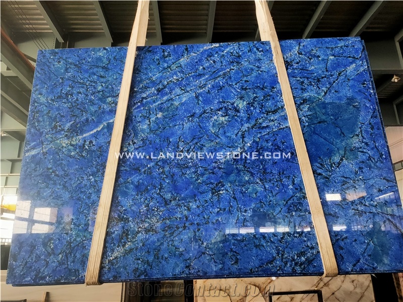 Dyeing Blue Granite Slabs Azul Bahia