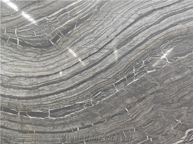 Rosewood Forest Black Wood Grain Marble Slabs Tile