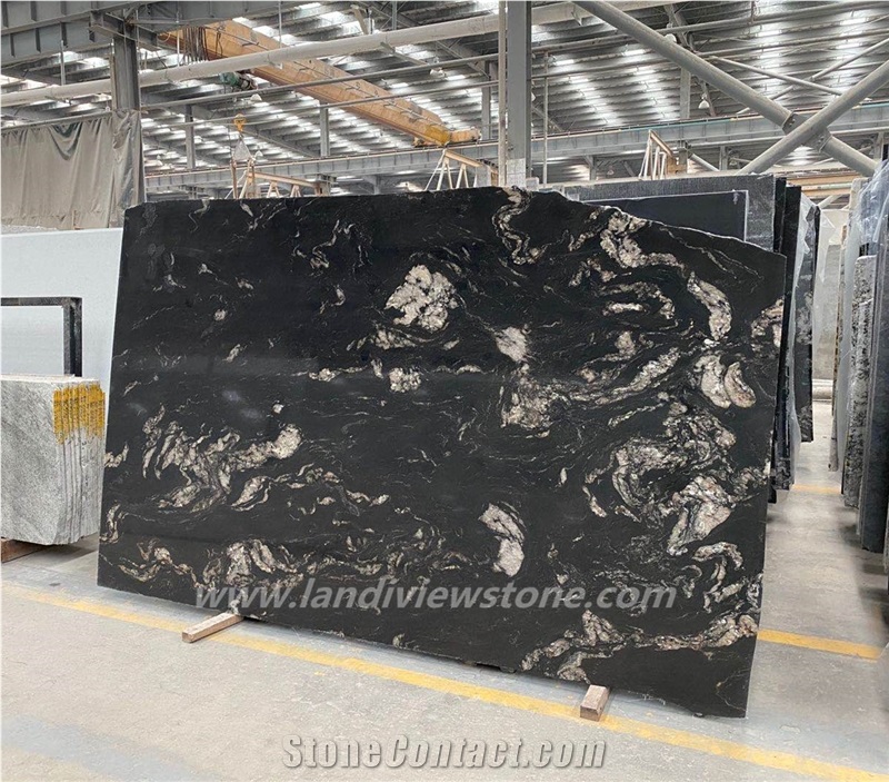 Titanium Cosmic Black Granite Slabs Tiles