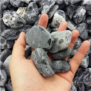 Natural Black Un-Polished Stone Pebbles