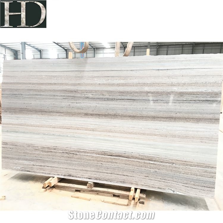 China Crystal Wood Vein Marble Milky Way Slab Tile