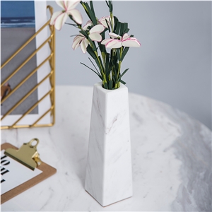 Natural White Marble Flower Vase Light Luxury