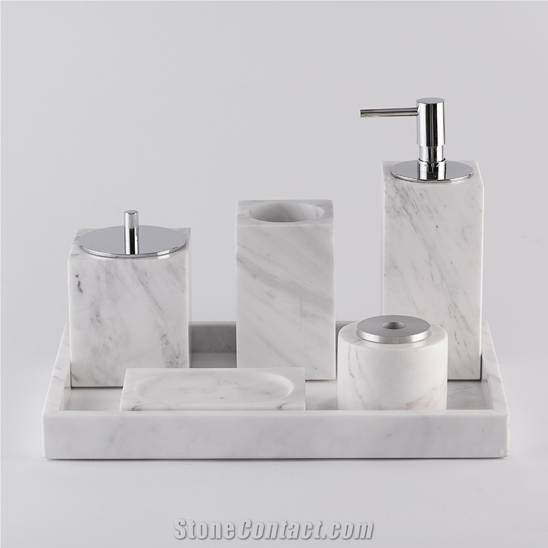 Volakas Marble Bathroom Set Stone Plate Soap Dish