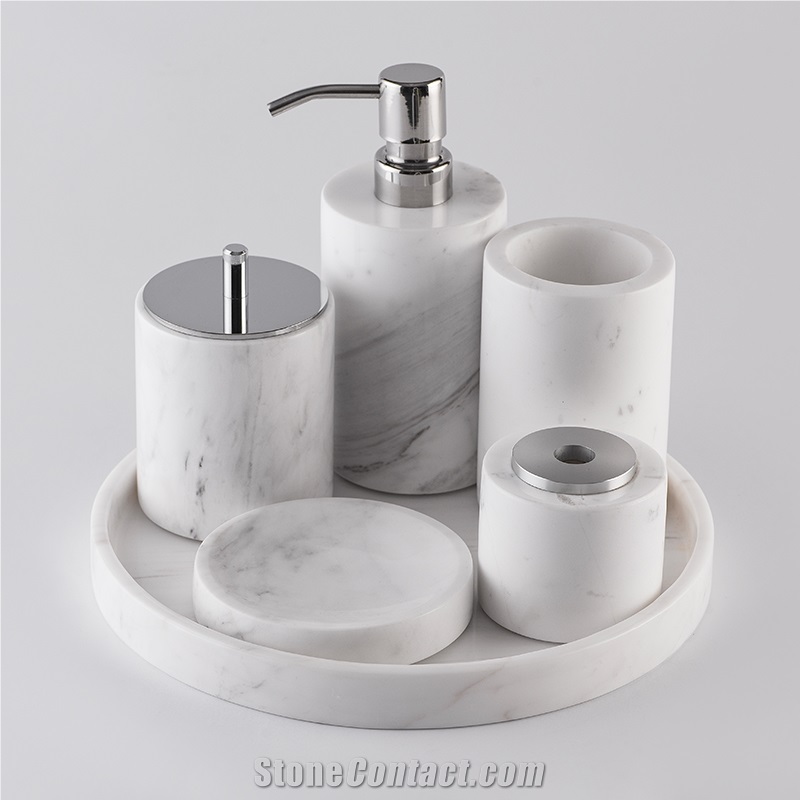 Volakas Marble Bathroom Set Stone Plate Soap Dish