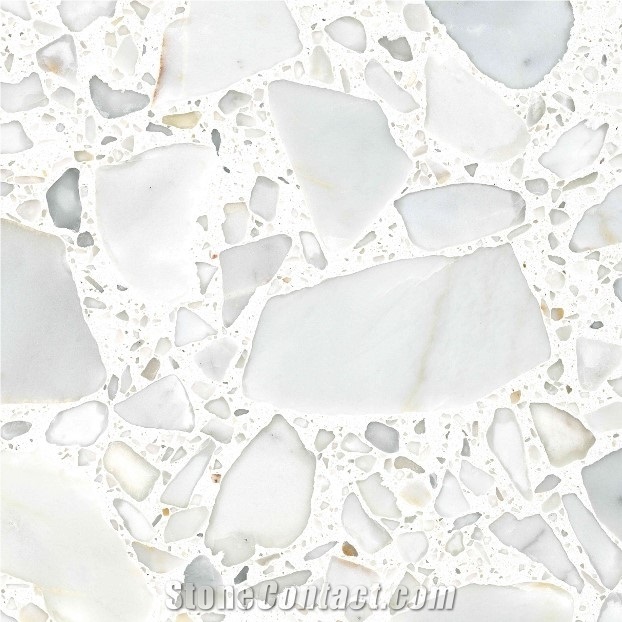 Terrazzo White Calacatta Marble Resin Agglomerate