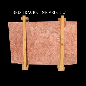 Red Travertine Vein Cut Slabs and Tiles