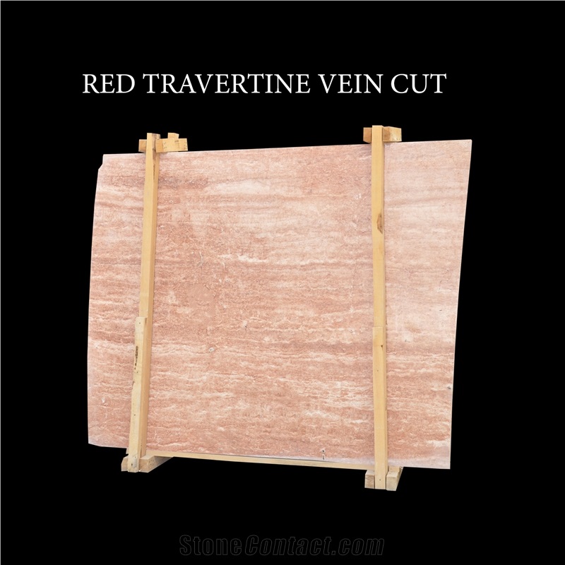 Red Travertine Vein Cut Slabs and Tiles