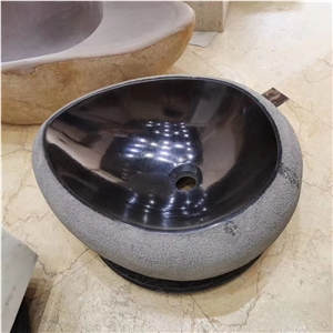 China Black Basalt Drop Shape Wash Basin Sink
