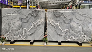 China Grey Bookmatch Marble Slabs Wall Paving Tile