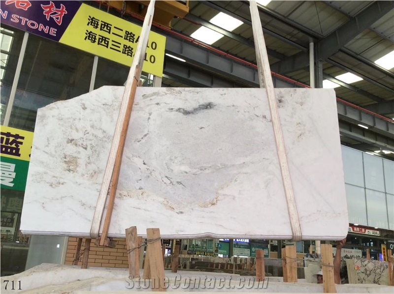 China Jiashi White Marble Wall Stone Tile Slab