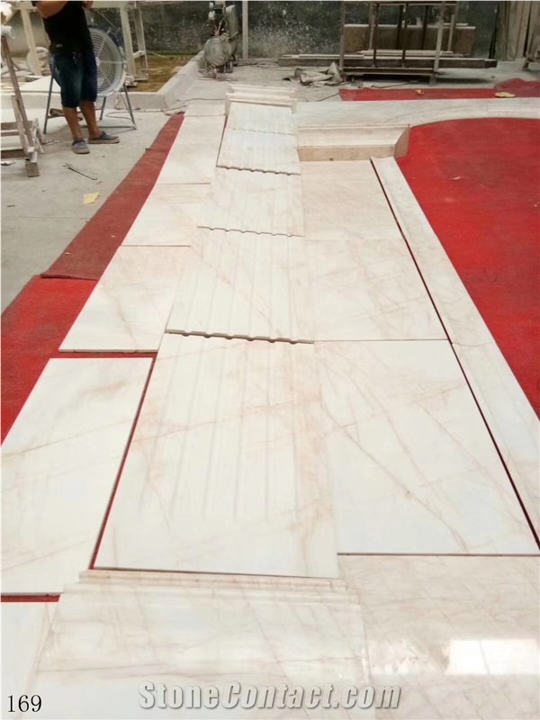 China Red Line White Jade Marble Floor Stone Tile