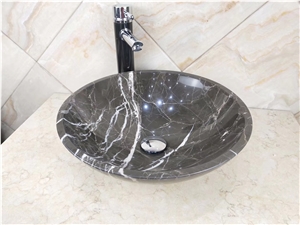 Coffee Mousse Brown Marble Round Wash Basin Sink