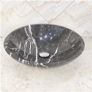 Coffee Mousse Brown Marble Round Wash Basin Sink