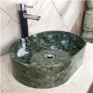 Dandong Green Marble Round Water Basin Sink Bowls